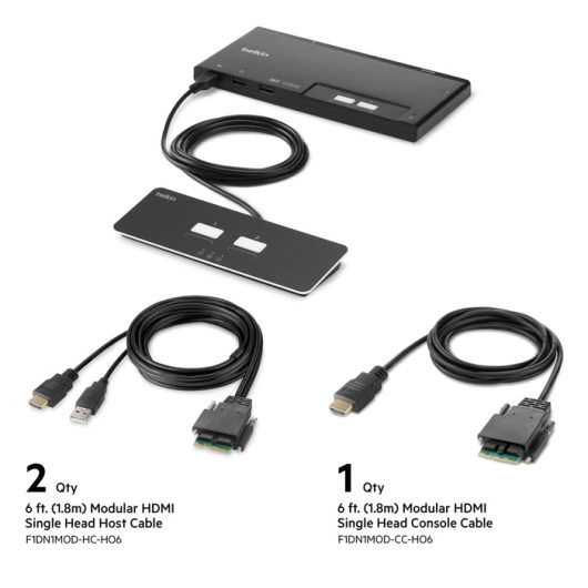 Belkin 2-Port Single Head HDMI Modular Secure KVM Switch PP4.0 W/ Remote | F1DN102MOD-HH-4