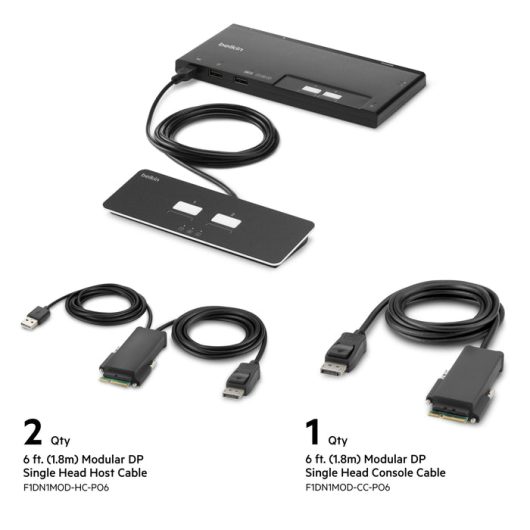 Belkin 2-Port Single Head DP Modular Secure KVM Switch PP4.0 W/ Remote | F1DN102MOD-PP-4