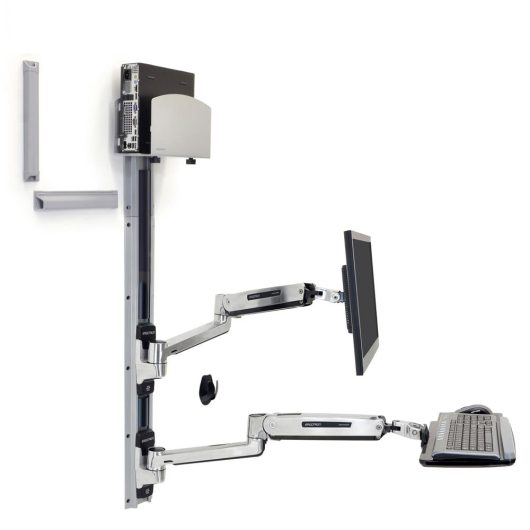 Ergotron 45-358-026 LX Sit-Stand Wall Mount System, Medium CPU Holder