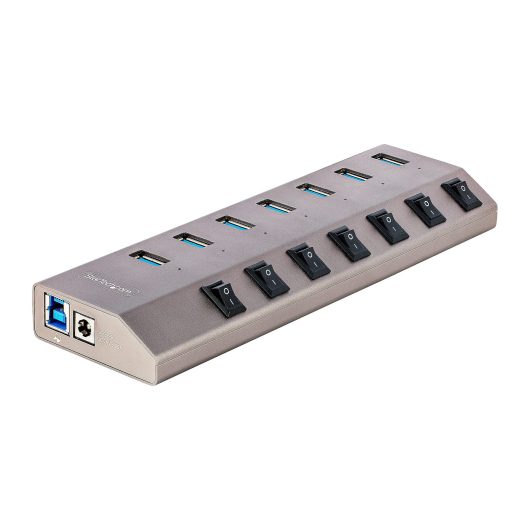 StarTech 5G7AIBS-USB-HUB-EU 7-Port Self-Powered USB-C Hub with Individual On/Off Switches, USB 3.0 5Gbps Expansion Hub w/Power Supply, Desktop/Laptop USB-C to USB-A Hub, USB Type C Hub w/BC 1.2