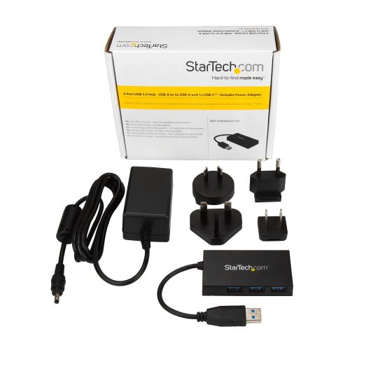 StarTech HB30A3A1CSFS Interface Hub USB 3.2 Gen 1 (3.1 Gen 1) Type-A 5000 Mbit/s Black