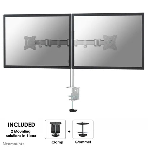 NeoMounts NM-D135DSILVER Monitor Arm Desk Mount - For Two 10-27" Screen