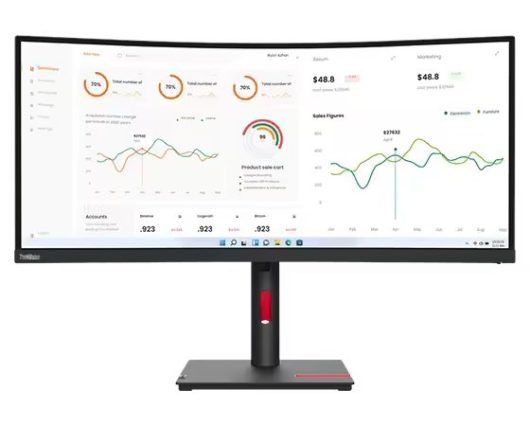 Lenovo 63D4ZAT1UK/T34w-30 34" 60Hz QHD Monitor With ThinkVision MC60 Monitor Webcam