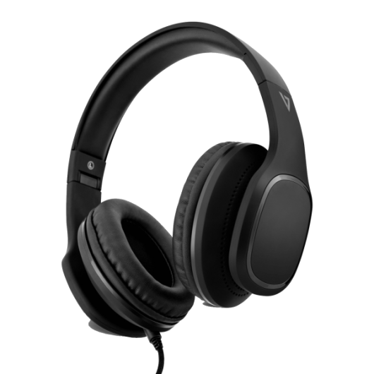 V7 3.5mm Over-Ear Stereo Headphones with Mic, Black - HA701-3EP