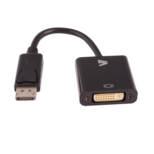 V7 DisplayPort 1.2 Male to DVI-I Female Adapter 1080P FHD Black - CBLDPDVI-1E