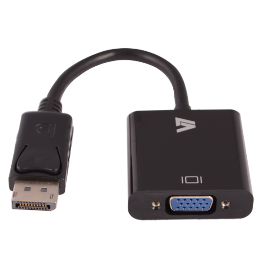 V7 DisplayPort 1.2 Male to VGA Female Adapter 1080P FHD Black | CBLDPVGA-1E