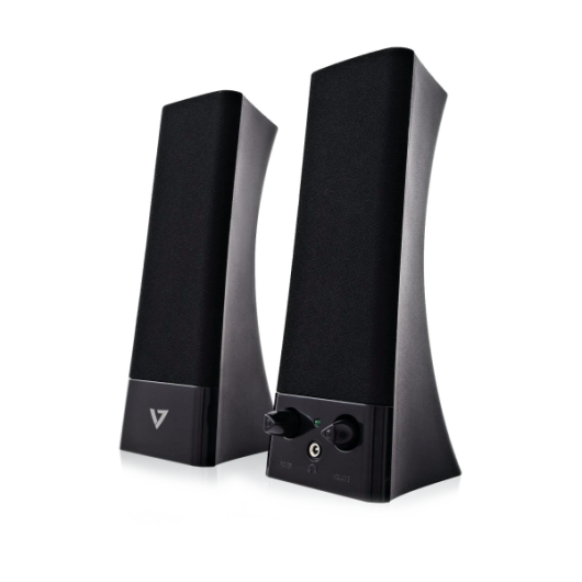 V7 USB Powered Stereo Speakers, Black - SP2500-USB-6E