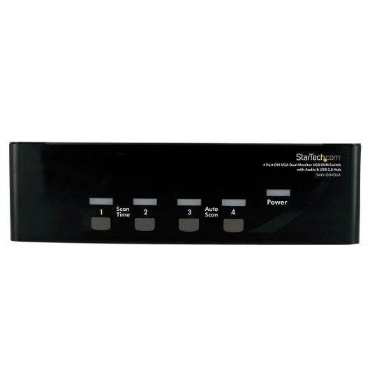 StarTech 4 Port DVI VGA Dual Monitor KVM Switch USB with Audio & USB 2.0 Hub | SV431DDVDUA