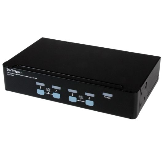 StarTech 4 Port Rack Mountable USB KVM Switch with Audio & USB Hub | SV431USBAEGB