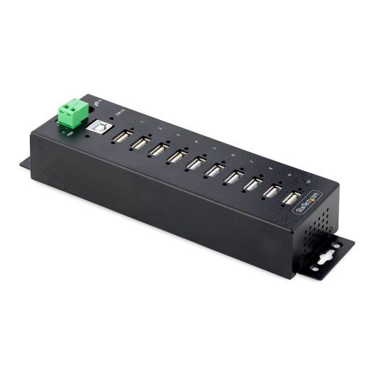 StarTech USB210AIND-USB-A-HUB 10-Port Industrial USB 2.0 Hub, Rugged USB Hub w/ESD Level 4 Protection, DIN/Wall/Desk-Mountable USB-A HUB, USB Port Expander
