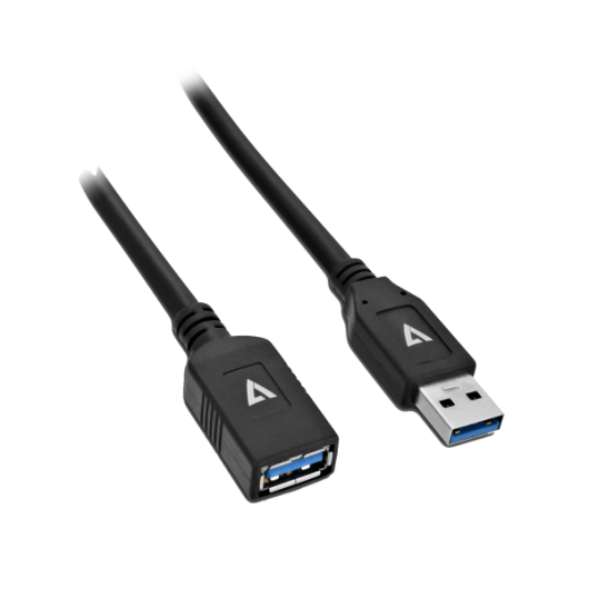 V7 USB A Female to USB A Male USB 3.2 Gen1 Extension Cable 5 Gbps 2m/6.6ft Black - V7U3.0EXT-2M-BLK-1E